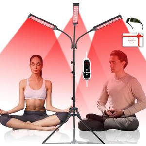 Red Light Therapy Lamp for Body Treatment with Adjustable Height Stand, 660nm, 850,940nm - Alleviate Muscle Soreness, 3head B