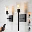 Modern Battery Operated Wall Sconce, Remote Control, Adjustable Brightness & Color Temperature (3000K/4000K/6000K), Timer & Memory, Edison Bulb, Cordless, Perfect for Bedroom, Hallway