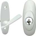 Gliding Patio Door Keyed Lock Assembly & Thumb Latch Compatible with Andersen Tribeca Style OEM Part #2573068, #2573078 & #2573609, 29/16" Hole Centers, NonHanded, White Diecast