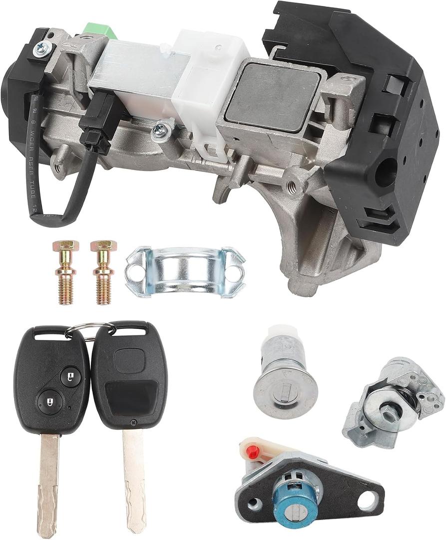 Dasbecan Ignition Switch Lock Cylinder Assembly Compatible with Honda Accord 2008-2011 CRV 2007-2010 FIT 2009-2011 Odyssey 2009-2011 Civic 2006-2011 Replce# 06350-SAA-G30, Chip ID46 Immobilizer Keys