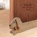 SWISSELITE 36 Inch Under Door Stopper, Decorative Door Noise Blocker, Weighted 3.2 Pounds Animal Air Draft Stopper Soundproof Energy Saver for Door & Window (Dog Khaki)