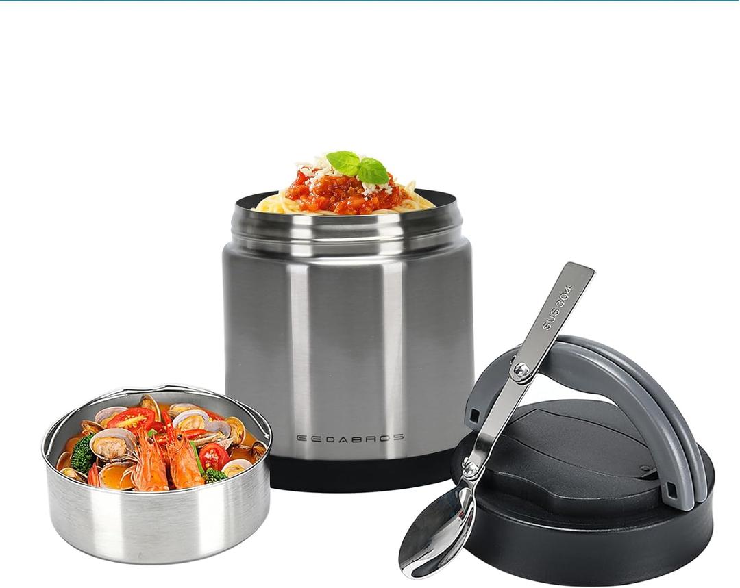 Thermo Food Jar for Hot Food Adults 33.8OZ Soup Thermo Lunch Containers Wide Mouth Vacuum Insulated Stainless Steel Leakproof Bento Box with Spoon
