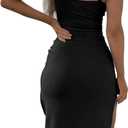 LYANER Women's Summer Tie Knot Cut Out Side Split Sleeveless Knit Bodycon Maxi Dress Sexy Vacation Long Sundress (Black), Medium