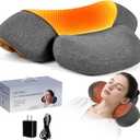 3-in-1 Rechargeable Neck Massager Pillow with Heat, Vibration & Traction, Deep Tissue Pain Relief, Neck Hump Corrector & Cervical Support for Home Office Travel (Light Gray)