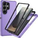 SunStory Compatible with Samsung Galaxy S25 Ultra Case with HD Screen Protector, 3-Layer Heavy Duty Full-Body Cover, 3 in 1 Hybrid Protective Case for Galaxy S25 Ultra 6.9", Violet