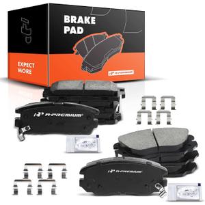 A-Premium Front and Rear Ceramic Disc Brake Pads Set Compatible with Select Chevy and GMC Models - Equinox, Terrain 2010-2017, with Hardware, 8 Pcs