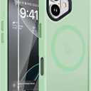 DEERLAMN Magnetic Matte Case for iPhone 16 with Screen Protector, [Compatible with MagSafe][Military Grade Drop Protection] Slim Translucent Shockproof Protective Phone Cover, Green