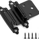 Ravinte 2 Pack (1 Pairs) 1/2" Overlay Cabinet Hinges, Self-Closing Semi-Concealed Face Mount, Matte Black Decorative Hardware with Door Bumpers for Kitchen & Cupboard Doors