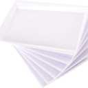 Supernal 12pcs White Plastic Serving Trays,15''X10'' Decorative Serving Trays,Slanted Rectangle Platter,Plastic Fast Food Tray,Wedding Platter Party Trays,Disposable Serving Party