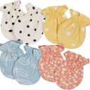 Gerber Baby Girls' 4-Pack Mittens (Newborn, Ivory,yellow,blue,peach Pink)