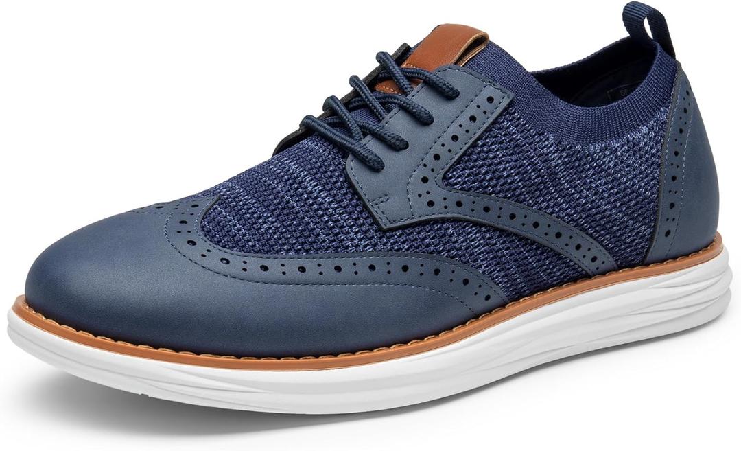 Bruno Marc Men's KnitFlex Craft Mesh Oxfords Sneakers Casual Dress Lace-Up Lightweight Walking Shoes, Size 9