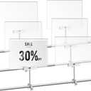6 Set 8.5 x 11 Inch Aluminum Alloy Retail Sign Holder with Clamp Acrylic Frame Clothing Rack Clip on Sign Holder for Retail Stores Price Card Display, (Silver)