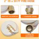 Upgraded Fire Hose 50 FT x 2" ID, M F NST/NH Brass Couplings, Single Jacket TPU, Working Pressure 430 PSI, Burst Pressure 1300 PSI, Indoor Fire, Home, Garden Fire Hose Irrigation