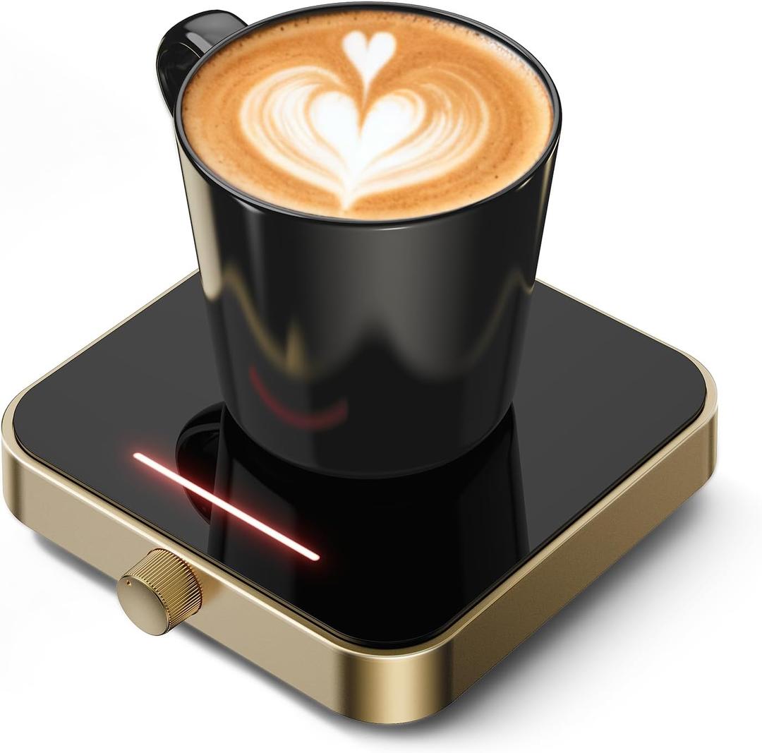 Maestri House Mug Warmer, Electric Coffee Cup Warmer for Desk with 3-Temp Settings,Auto Shut Off, Constant Temperature Heating for Beverage, Milk, Tea and Hot Chocolate at Home & Office (Gold)