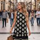 2 x BLENCOT Womens Boho Dress Sleeveless Ruffle Mini Summer Vacation Casual Dresses (Black, M)