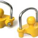 Universal Trailer Hitch Coupler Lock Fits 1-7/8 Inch, 2 Inch, 2-5/16 Inch Couplers, Yellow Steel Anti-Theft Security Locks for Tow Tongue with Keys, 2 Pack