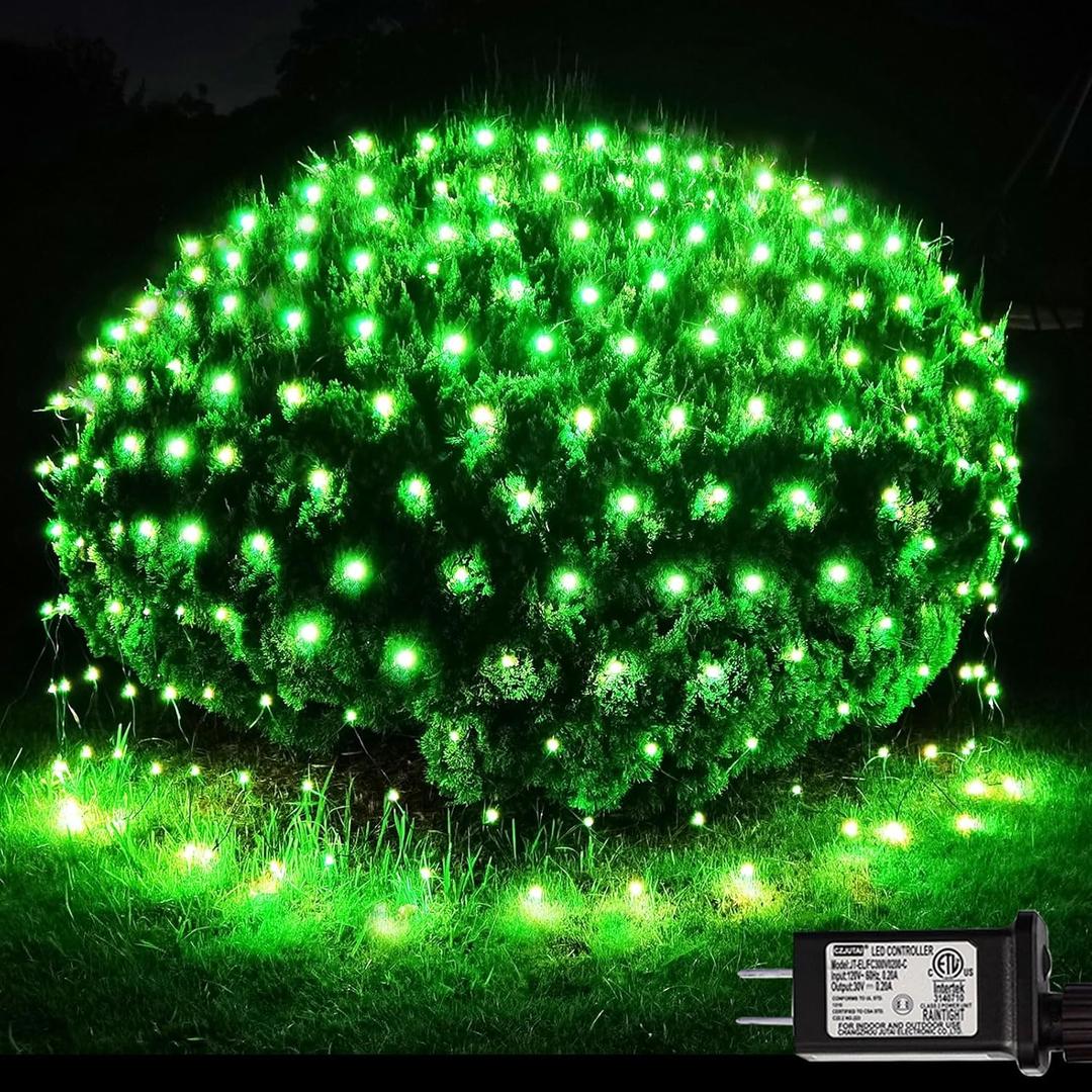  300LED Green Net Lights, 8 Modes Christmas Mesh Lights Connectable, Waterproof String Lights Plug in for Bushes Xmas Tree Party Patio Garden Outdoor Decor