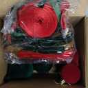 29 Pcs Velvet Christmas Ornament, 13 Pcs 4.7'' 3.1'' Flocked Christmas Tree Hanging Balls 15 Velvet Vintage Ribbon Bows and 1 Roll 2'' x 5 Yards Velvets Ribbon Red Green White Xmas Tree Decorations