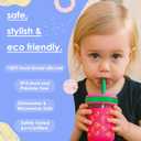 Sursip Toddler Glass Sippy Cups, Kids Baby 12 oz Spill-Proof Water Tumbler with Straw and Lids, Smoothie Snack Mason Jar For Travel School or At Home, 4 Packs
