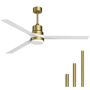 Biukis Ceiling Fans with Lights 60-in White Ceiling Fan with Dimmable LED Light Kit Remote Control Modern Blades Reversible DC Motor, 6-Speed, Timer