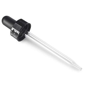 Black Straight Tip Glass Dropper Closure Top for 2 oz / 60 ml (20-400 Neck Size) Boston Round Bottles - 12 Pack