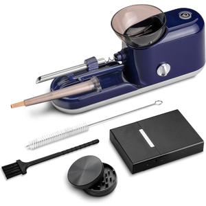 Upgraded Electric Pre Roll Machine, Automatic Cigarette Rolling Machine, Pre Rolled Cones Filling Maker+Portable Manual Grinder + Metal Cigarette Case