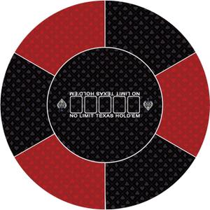 Texas Hold'em Poker Mat Water Repellent Portable Round Poker Table Top with Art Deco Layout Print Smooth Surface for Poker Games, Blackjack, Casin (Dia 31", Red&black in 31")