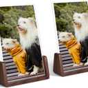 4x6 picture frames, Solid Rustic Wooden Photo Frames with Walnut Wood Base and High Definition Acrylic Glass Covers - for Tabletop or Desktop Display (4x6 inch, Vertical 2Pack)