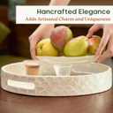 CHI AN HOME 12.6 Inch Capiz Round Decorative Tray, Decorative Serving Tray with Handles for Coffee Table, Kitchen Counter, Bathroom Vanity or Dining Table Centerpiece Tray, Modern Farmhouse Decor