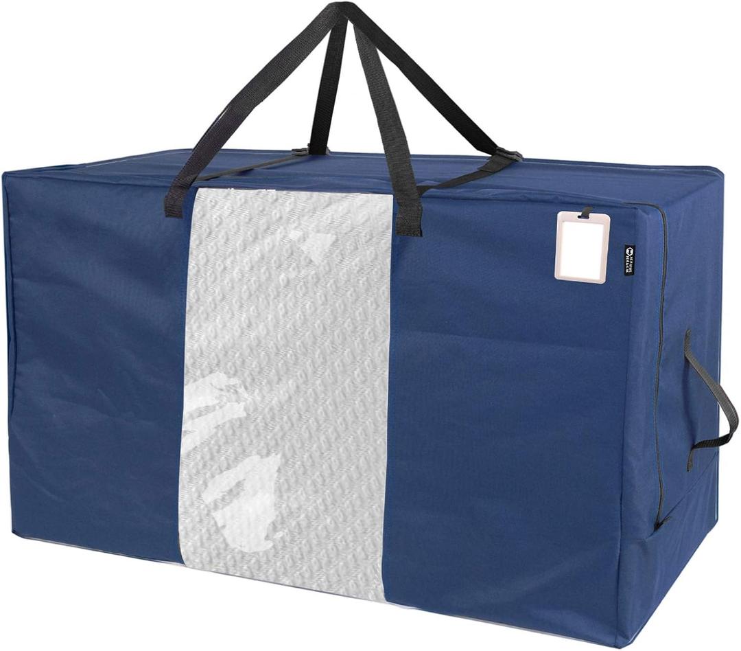 HYPER VENTURE Folding Mattress Storage Bag - Durable Carry Case Fits for Tri-Fold Up to 6 inches Queen Mattress, Navy