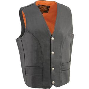 Milwaukee Leather Men's Black Buffalo Nickel Snap Classic Leather Vest - ML1368 (48)