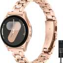 Thin Band Compatible with Samsung Galaxy Watch 7/FE/6/5/4 40mm 44mm, 5 Pro 45mm, Watch 6/4 Classic 43mm 47mm 42mm 46mm, 20mm Stainless Steel Metal Replacement Wristband Strap for Women Men