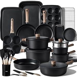 CAROTE 44pcs Pots and Pans, Nonstick Cookware Set with Bakeware