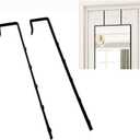 Adjustable Over The Door Mirror Hanger, 1Pair 13.6 in Black Brackets Set Depth Heavy Duty Hook (Not Included Mirror)