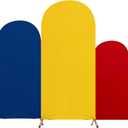 Carnival Theme Birthday Set of 3 Theme Print Arch Cover, Spandex Fitted Wedding Arch Stand Covers Red Yellow Blue for Birthday Party Decoration 4ft, 5ft, 6ft
