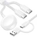 Upgraded 3 in 2 USB C Cable for Apple Watch Charger (4FT/1.2M) Travel USBC Multi Fast Charging Cord Compatible with iWatch Ultra 2/SE 2/10/9/8/7/6/5/4/3/2/1, iPhone 16/15 Pro Max Plus, iPad, AirPods