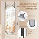 Hasipu 47 x 16 in Arched Over-The-Door Full-Length Mirror, Tempered Glass, Aluminum Frame Black