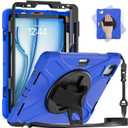 BRAECN for iPad Air 11 Inch M3/M2 (6th Gen) Case 2025/2024,iPad Air 5th /4th Gen 10.9 Heavy Duty Case with Pencil Holder, Hand Strap, Kickstand, Shoulder Strap for iPad Pro 11 -Blue