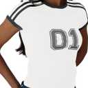 2 x Imily Bela Womens Y2k Baby Tees Crop Letter Print T Shirt (White)
