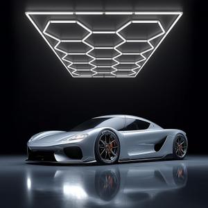Hexagon Garage Light with Rectangular Frame, 539W 6500K High Brightness LED Shop Light, 14-Pack Design for Garage, Workshop, Basement, Car Detailing