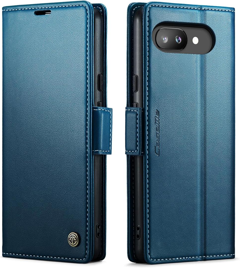 Wallet Case for Google Pixel 9a, PU Leather Magnetic Flip Case with RFID Blocking Card Holder Kickstand for Women Men, Shockproof Durable Protective Phone Cover for Pixel 9a (Blue)