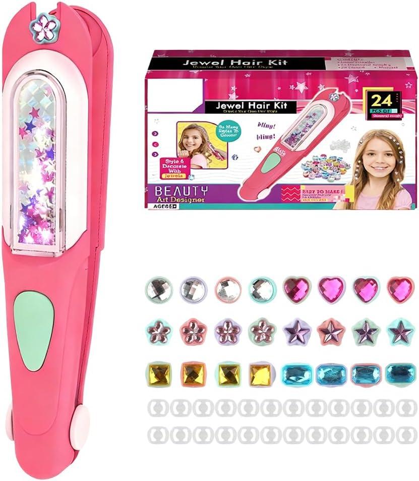 Cling Bling for Girls Hair, 2026 Upgraded Hair Gem Stamper Kit Glitter Bling Gem Stapler Reusable Shining Diamonds Styling Tool for Girls, Women, 1 Pack