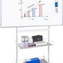 maxtek Rolling Whiteboard, 48x32 Large Magnetic White Board with Stands, Big White Board Dry Erase on Wheels with Baskets for Classroom, Office, Homeschool, Home Office