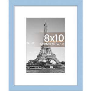 upsimples 8x10 Picture Frame, Display Pictures 5x7 with Mat or 8 x 10 Without, Wall Hanging Photo Frames, Blue, 1 Pack
