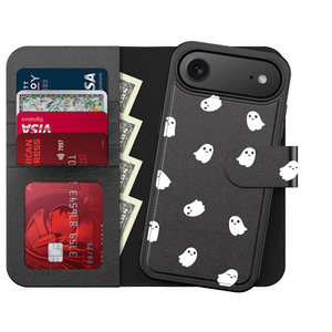 FUNMIKO for iPhone Air Case Wallet,Detachable Flip Folio Leather Cover,RFID Blocking 4 Card Slots Holder,Magnetic Kickstand,Protective Phone Case for iPhone 17 Air,Cute Little Ghosts