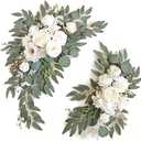 Piklado Faux Arch Flower Swag Set of 2 for Wedding Welcome Signs Floral Swag Wedding Reception Ceremony Signs Decor (White)