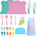 Kids Knife Set for Real Cooking 21 PCS Toddler Knife Set with Cutting Board, Crinkle Cutter, Cake Sscrapers,Apron,Serrated Edges kids kitchen knife set
