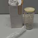 SANDJEST Leopard Glass Can, Beige Leopard Print Cup with Lid & Straw, Iced Coffee Aesthetic Cups, Gift for Christmas Birthday Mother Day, Gifts for Women, 16oz