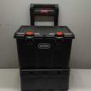 Keter Stack-n-Roll 2.0 Modular Tools Organizer for Garage Storage and DIY, 3 Piece Resin Rolling Tool Box System for Small Parts, Black