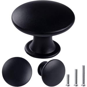 30 Pack Delicate Design Round Antique Black Kitchen Cabinet Knobs Cupboard Door Knobs 1.18-INCH Black Drawer Handle Pulls Dresser Knobs with 30 Pcs Screws for Bathroom Drawer Door Hardware